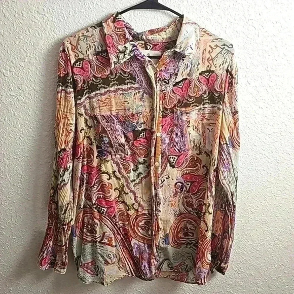 Boho Jane Women's Flower Power Botton Down - Picture 1 of 6